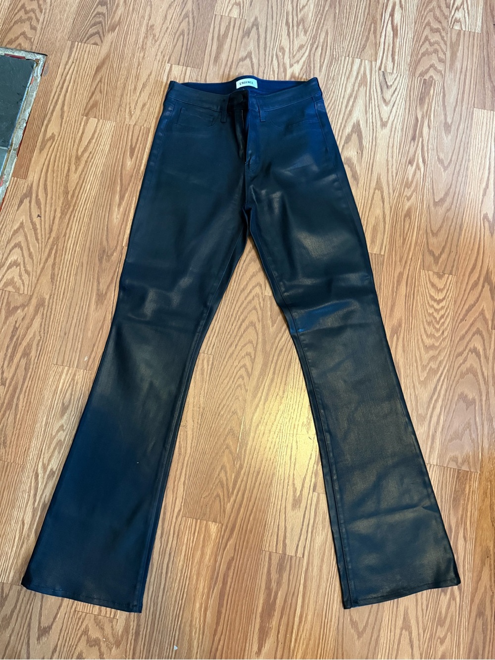 L'AGENCE Black Faux Leather Flare Pants